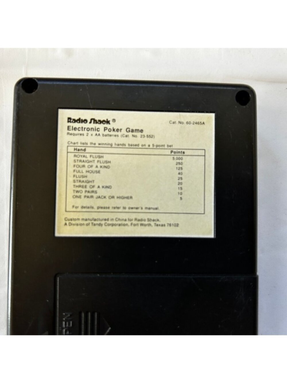 Radio Shack Hand Held Electronic Poker Game 60-2465A - Picture 5 of 6